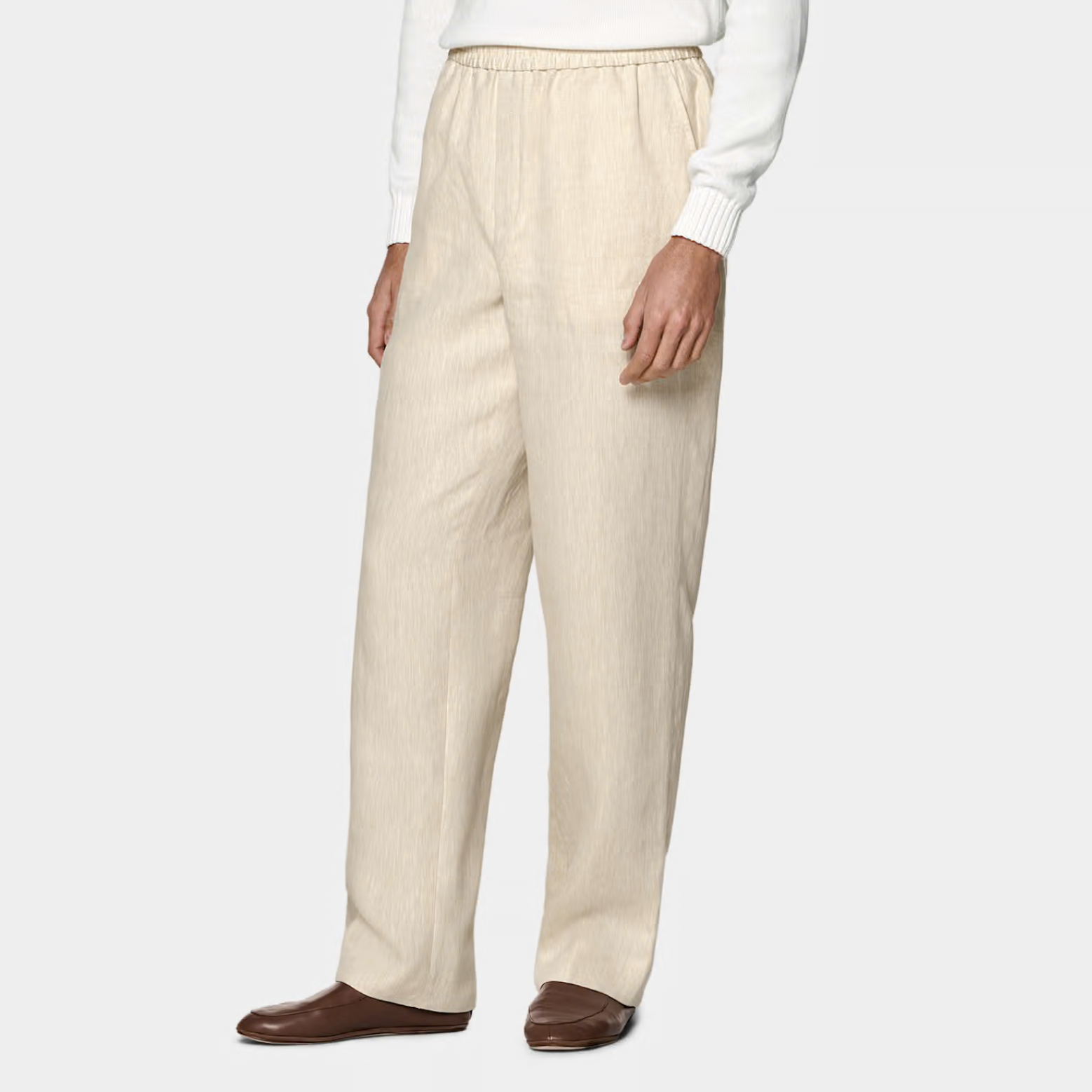 Pantalon light brown wide leg straight — Suitsupply